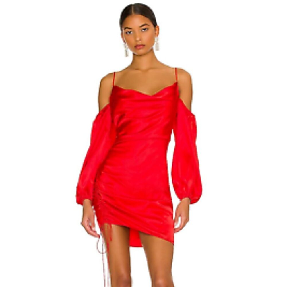 CINQ À SEPT 'Marsey' Silk-Satin Cold-Shoulder Mini Dress